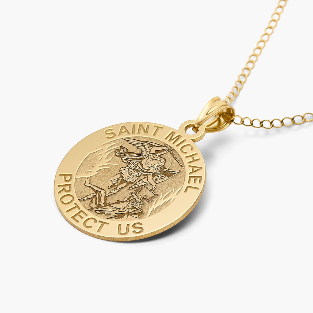Saint Michael Round Religious Medal Necklace