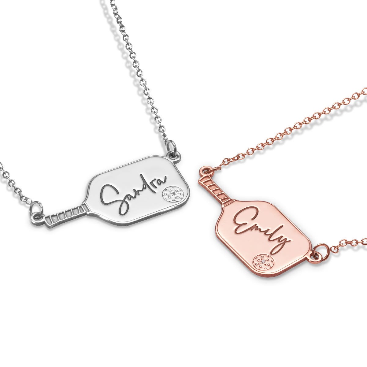 Personalized CZ Pickleball Pendant with Name