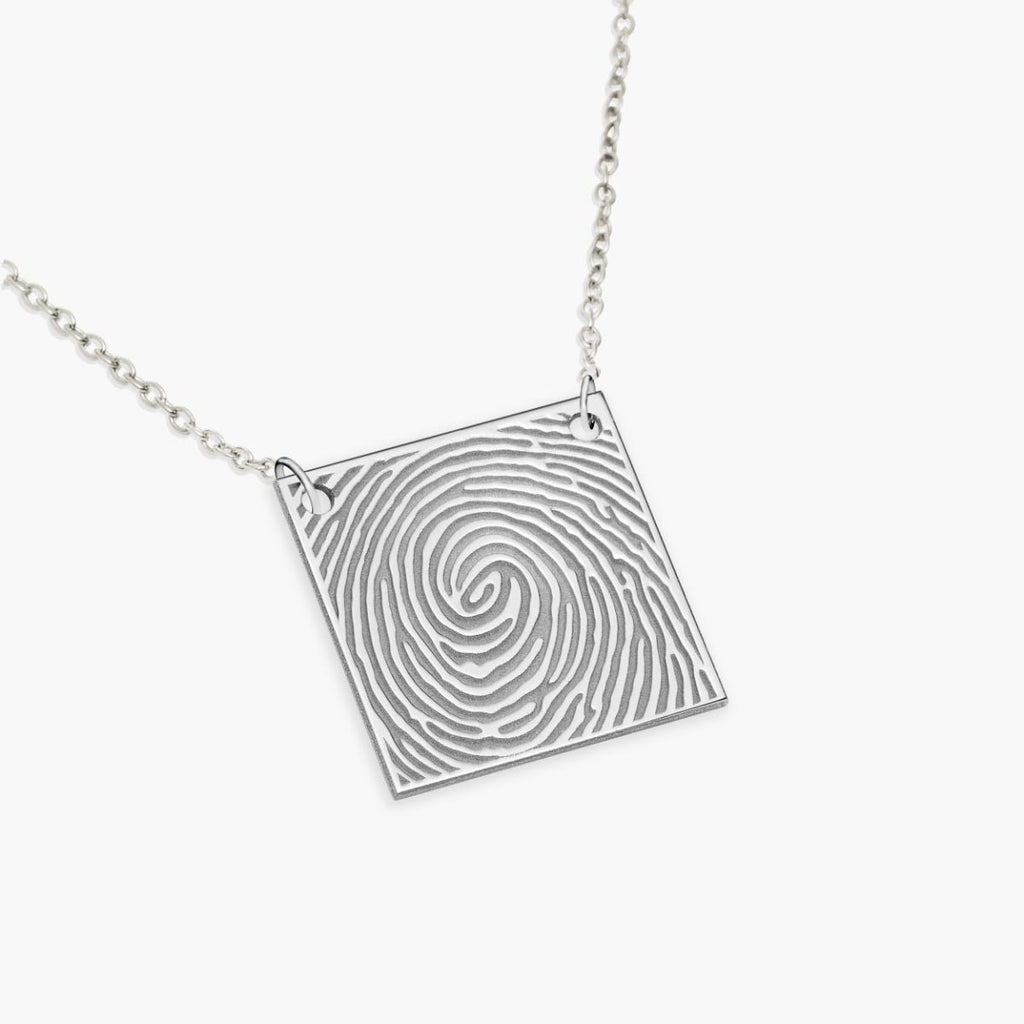 Custom Fingerprint Square Charm or Pendant