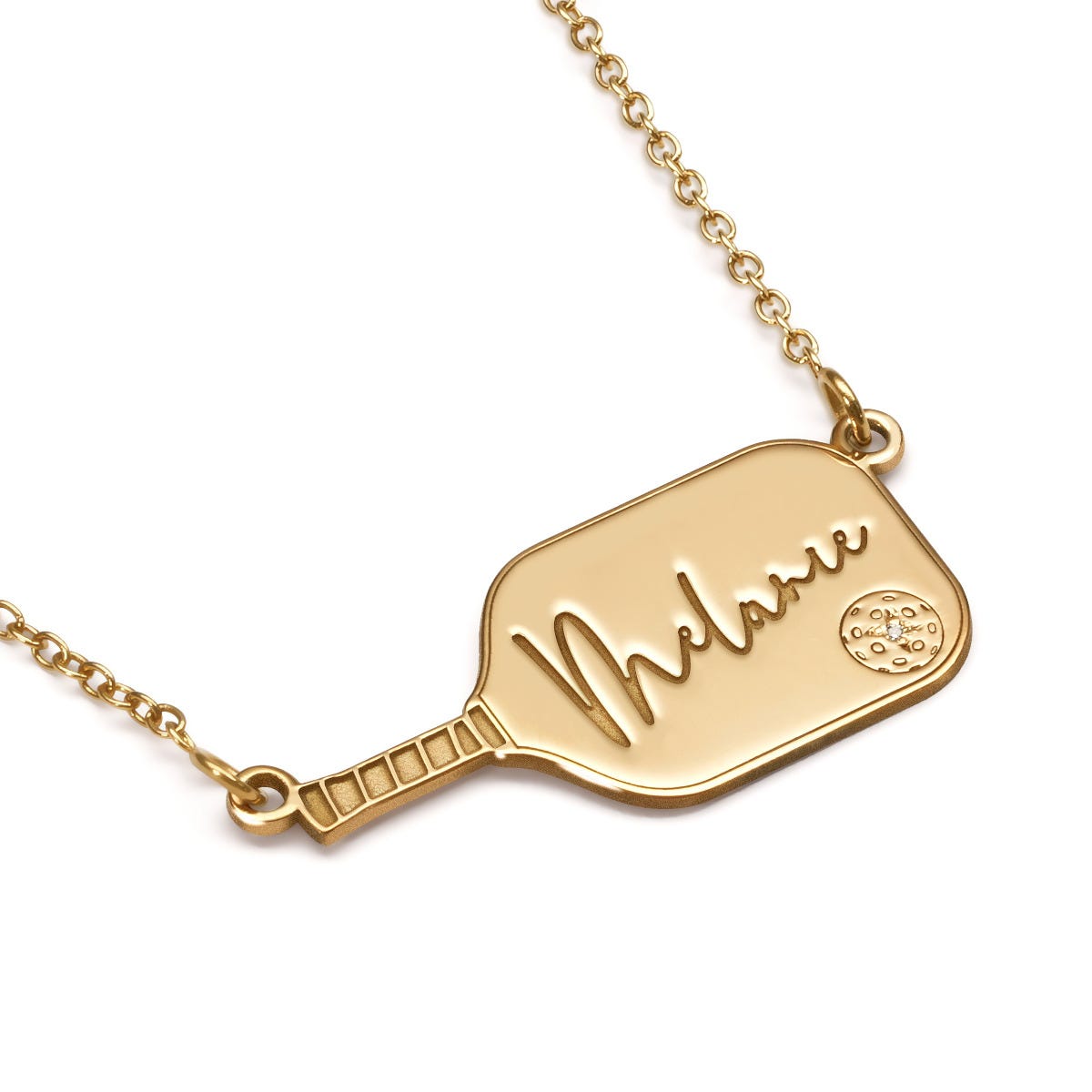 Personalized CZ Pickleball Pendant with Name