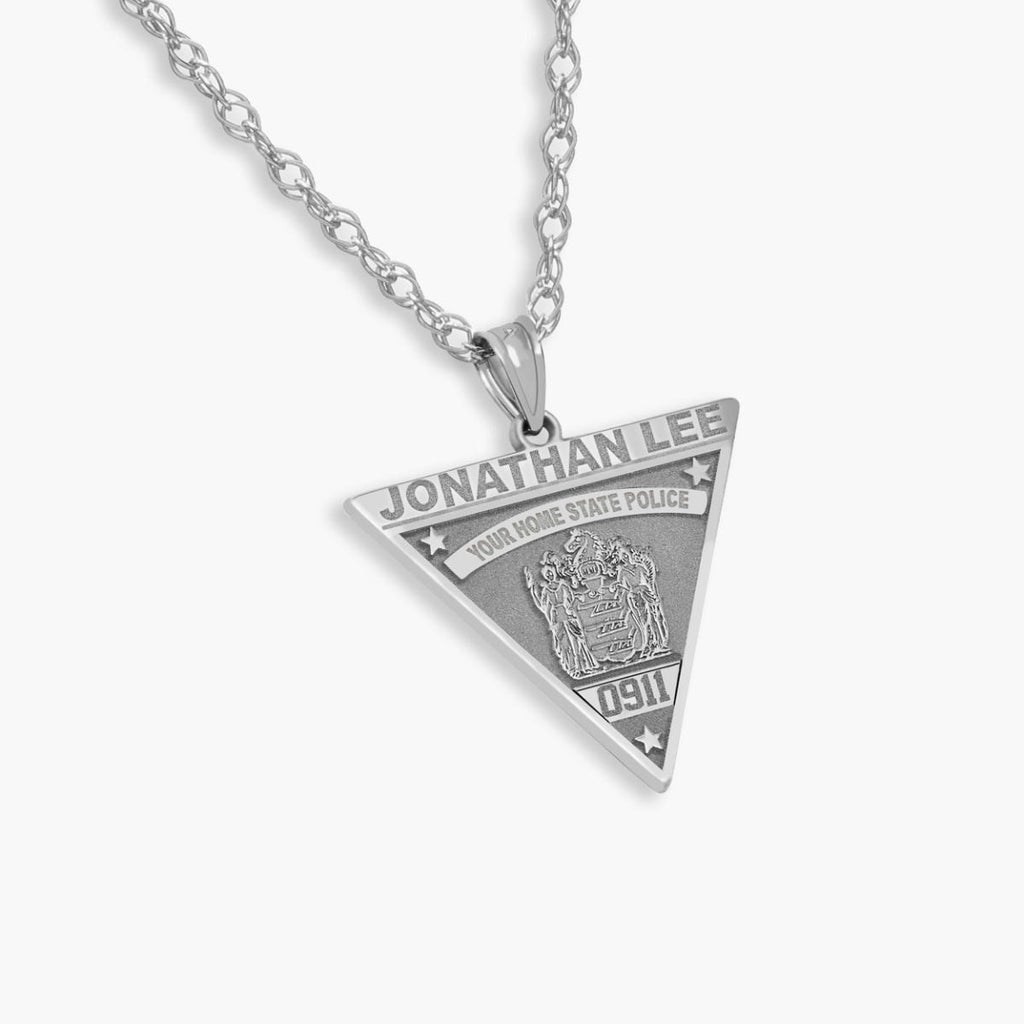 Personalized Triangle Shape State Police Badge with Your Name & Badge Number