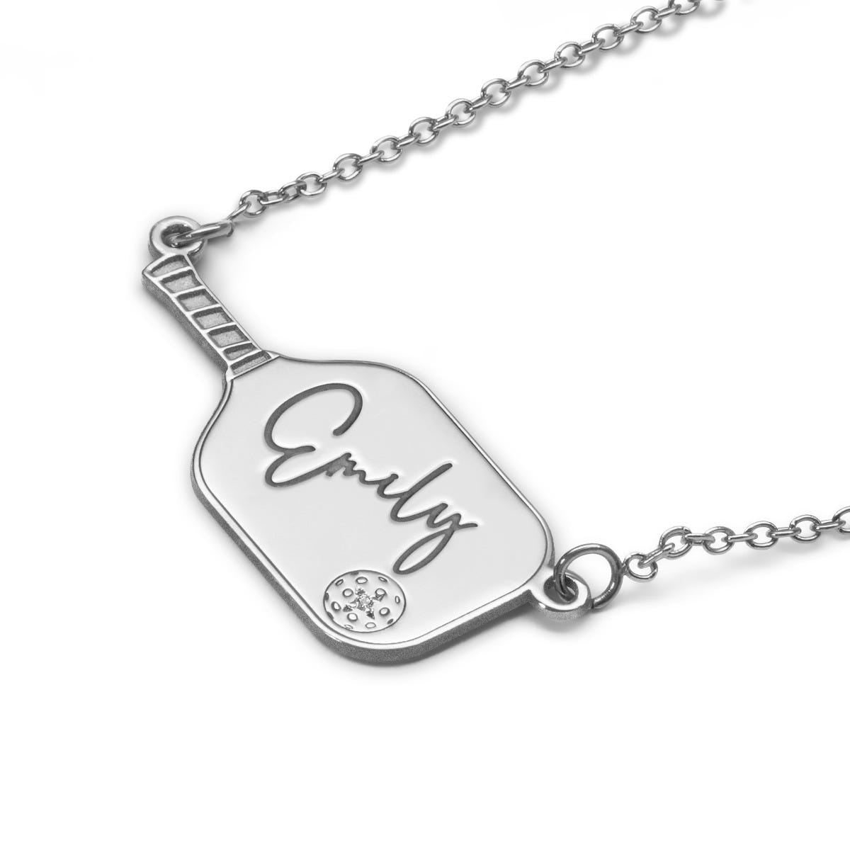 Personalized CZ Pickleball Pendant with Name