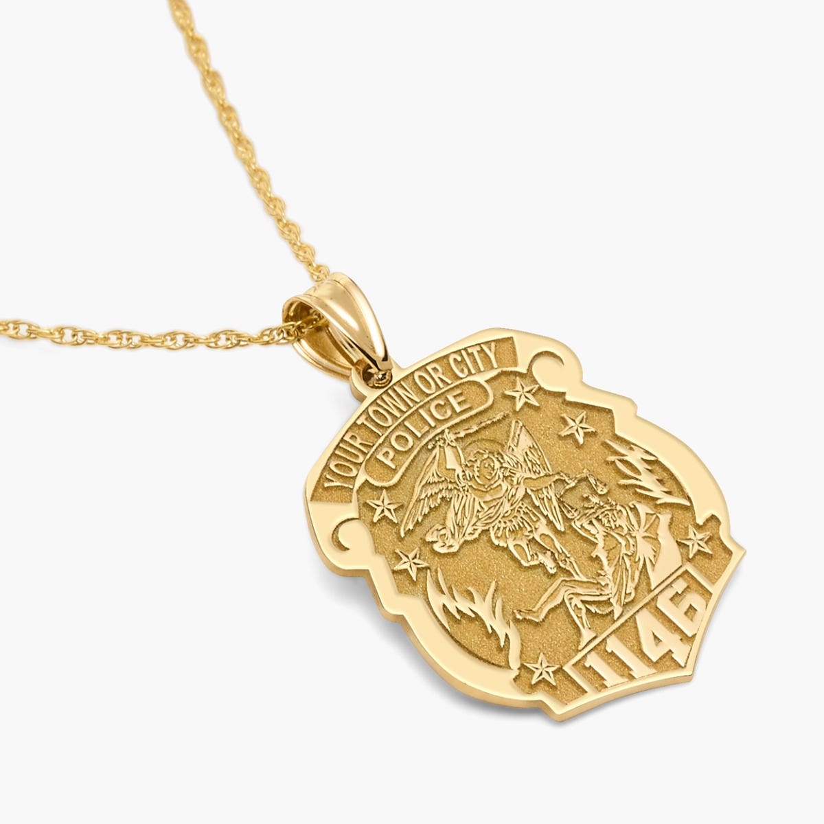 Saint Michael Personalized Police Badge with Department & Badge Number