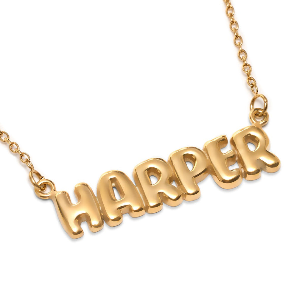 Bubble Name Necklace with Chain