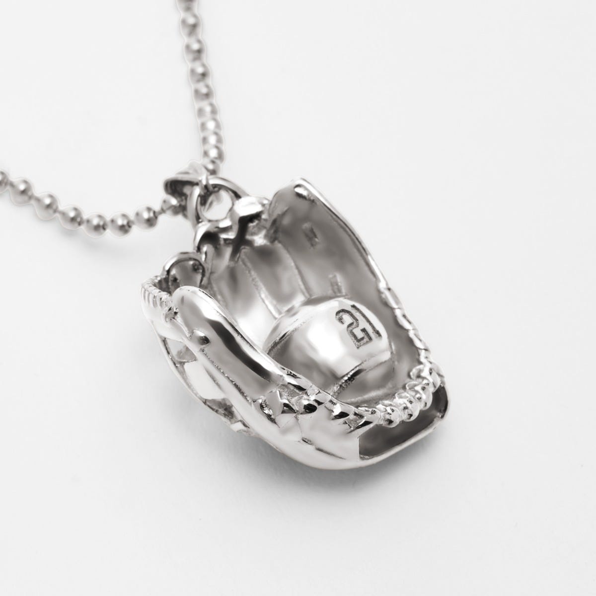 Personalized Sterling Silver Baseball Glove Pendant