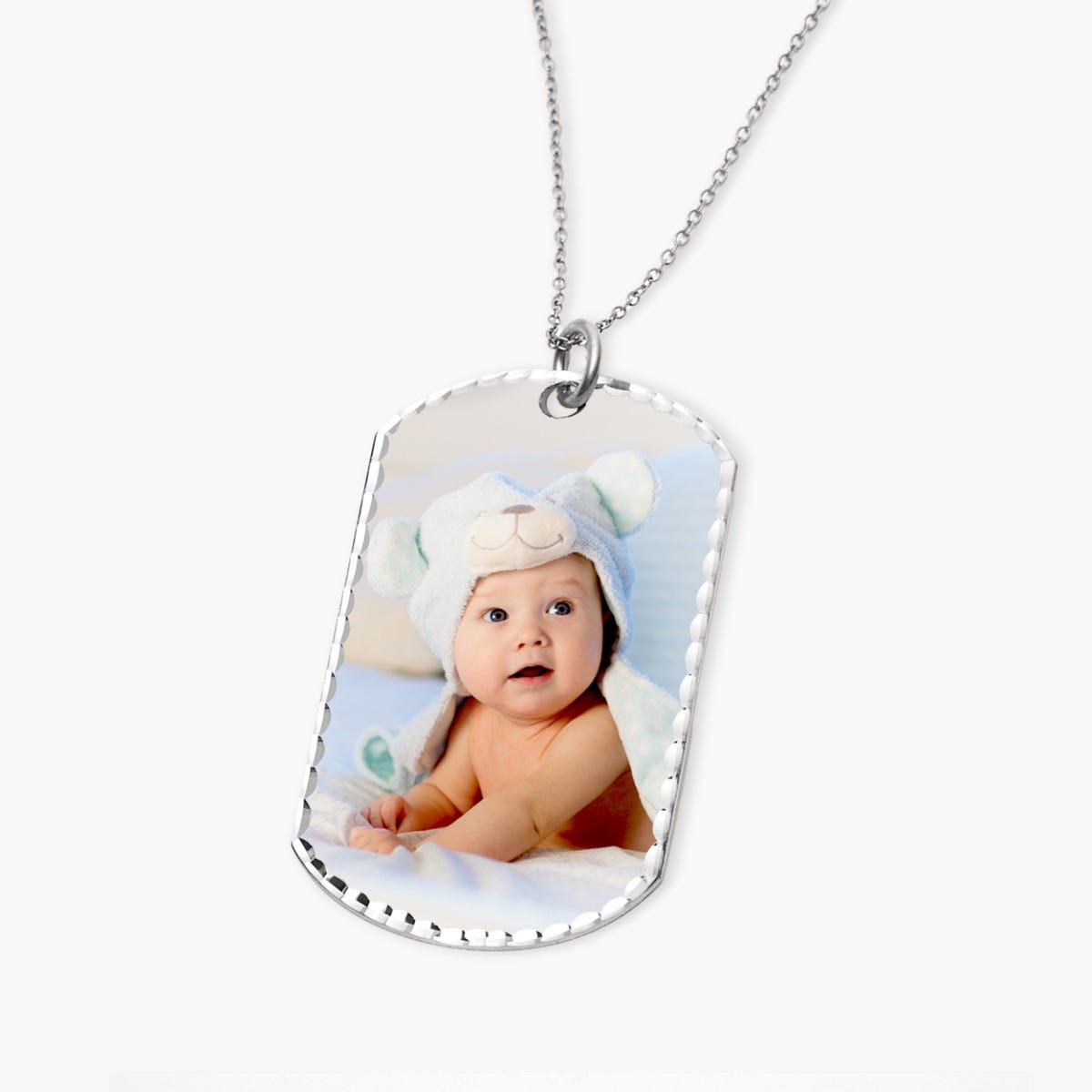 Sterling Silver Dog Tag Swivel Photo Pendant