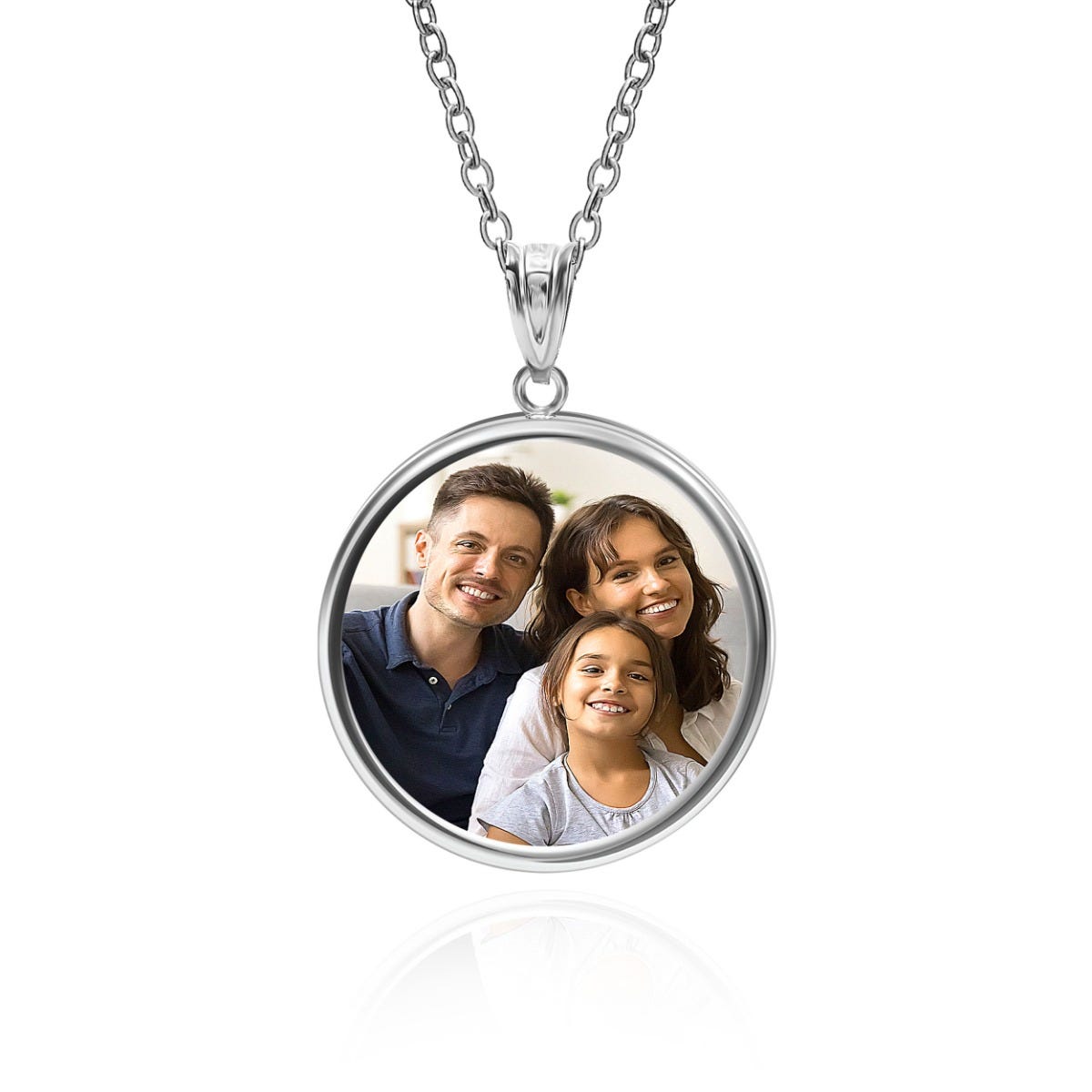 Round Bezel Frame Photo Engraved Pendant