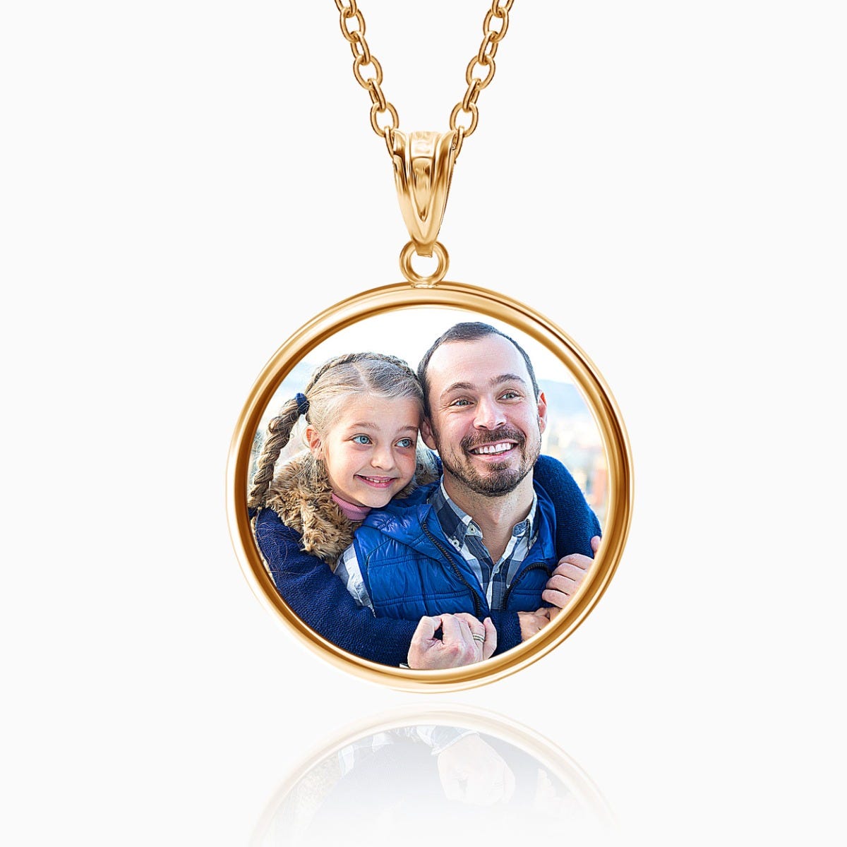 Round Bezel Frame Photo Engraved Pendant