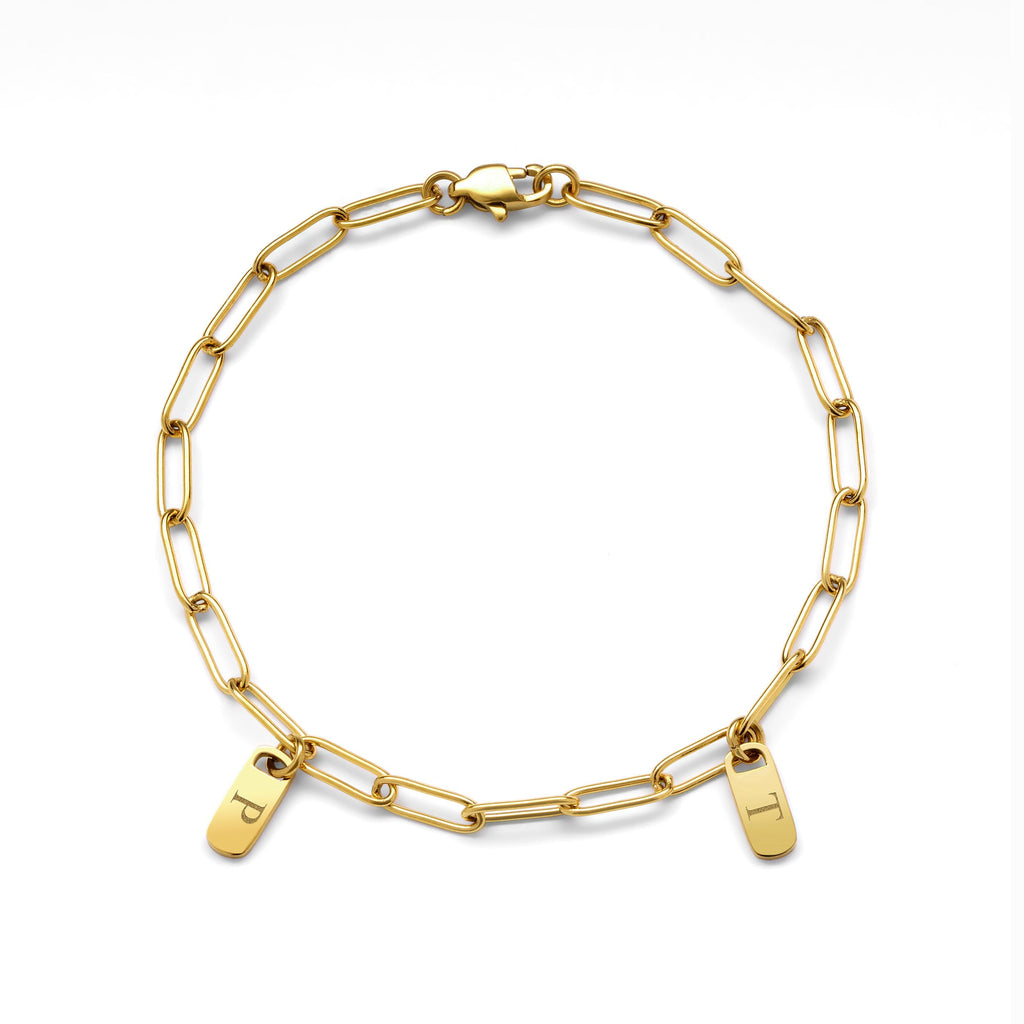 Paper Clip Multiple Tag Charm Bracelet