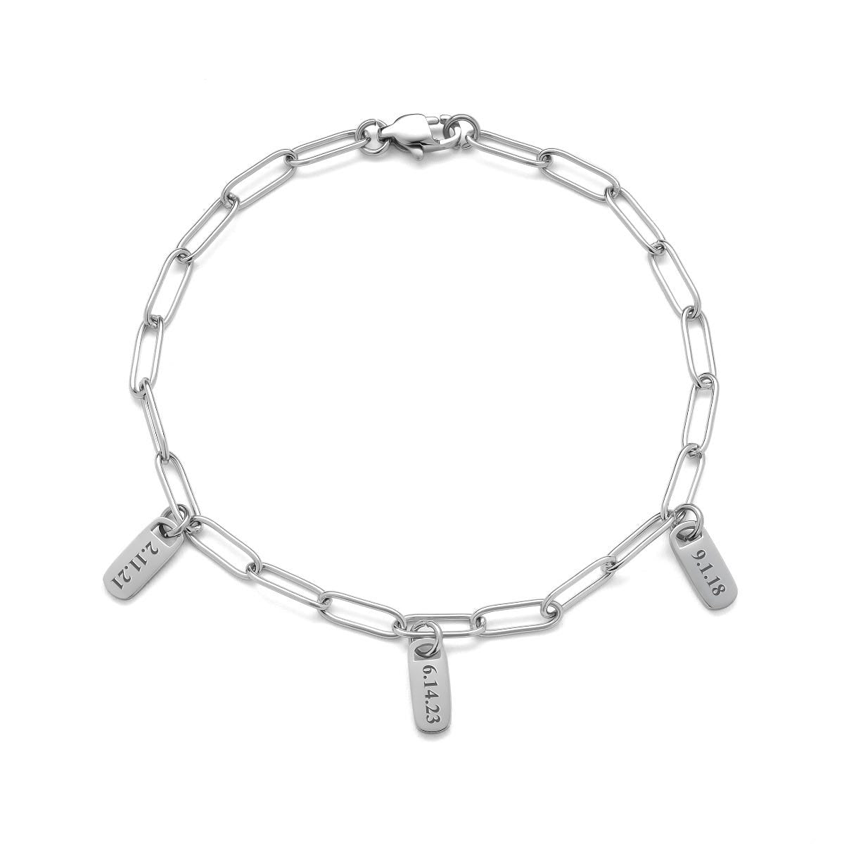 Paper Clip Multiple Tag Charm Bracelet