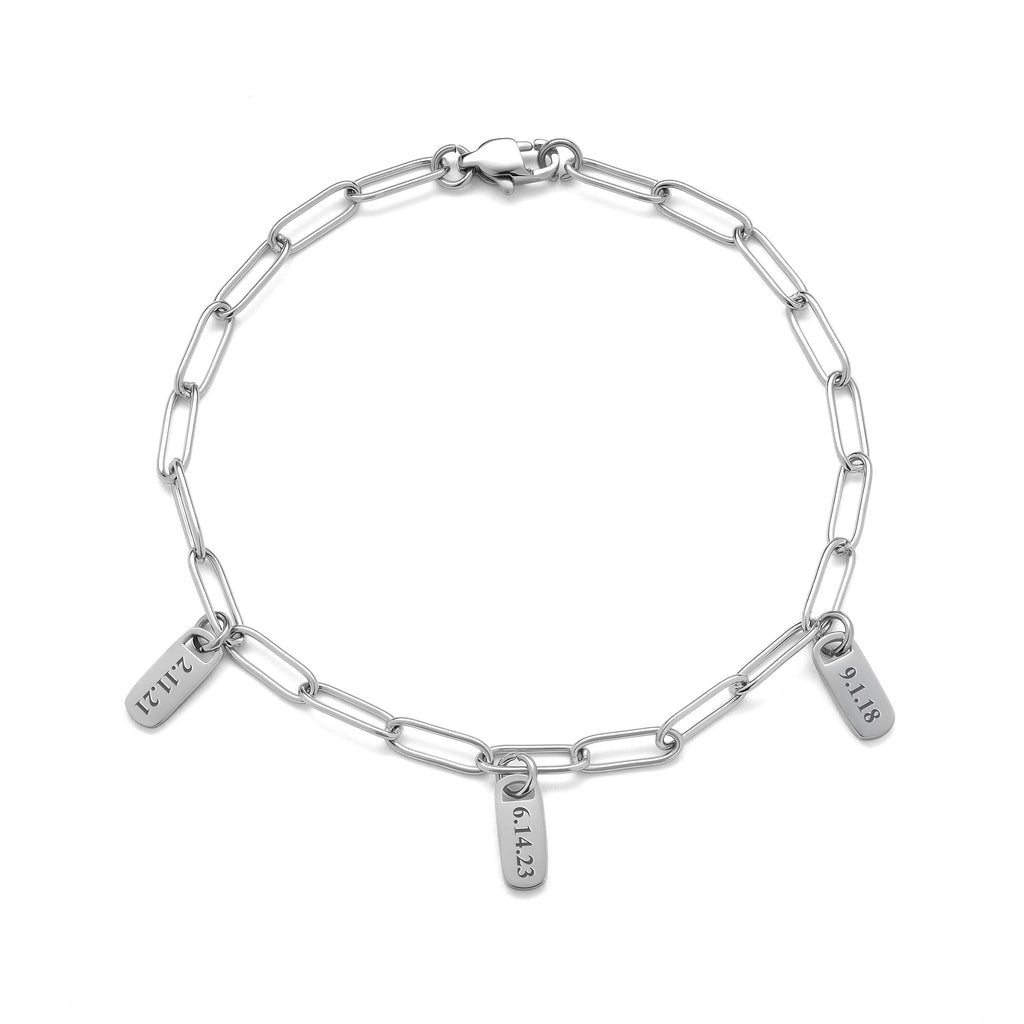 Paper Clip Multiple Tag Charm Bracelet