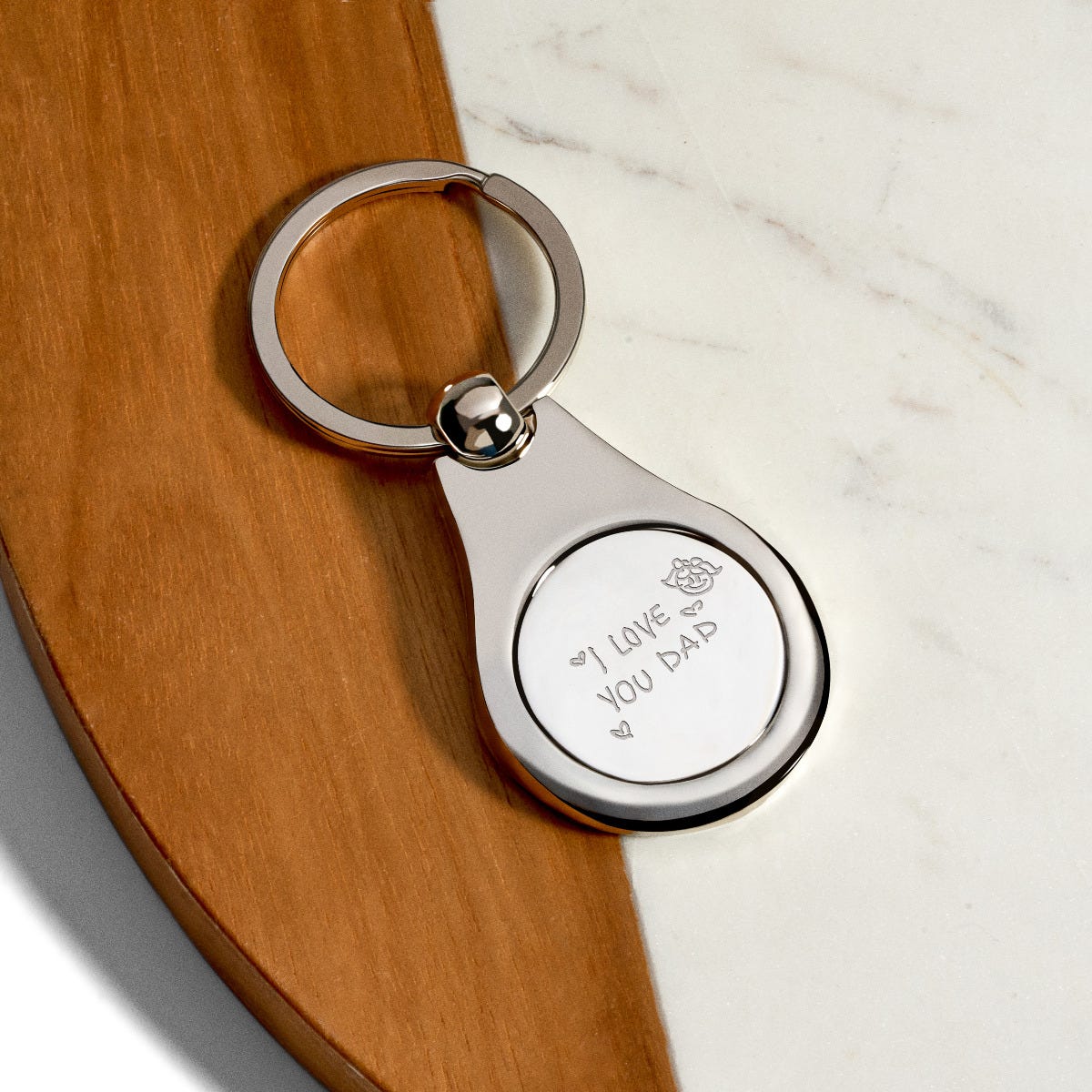 Stainless Steel Personalized Handwriting Round Keychain