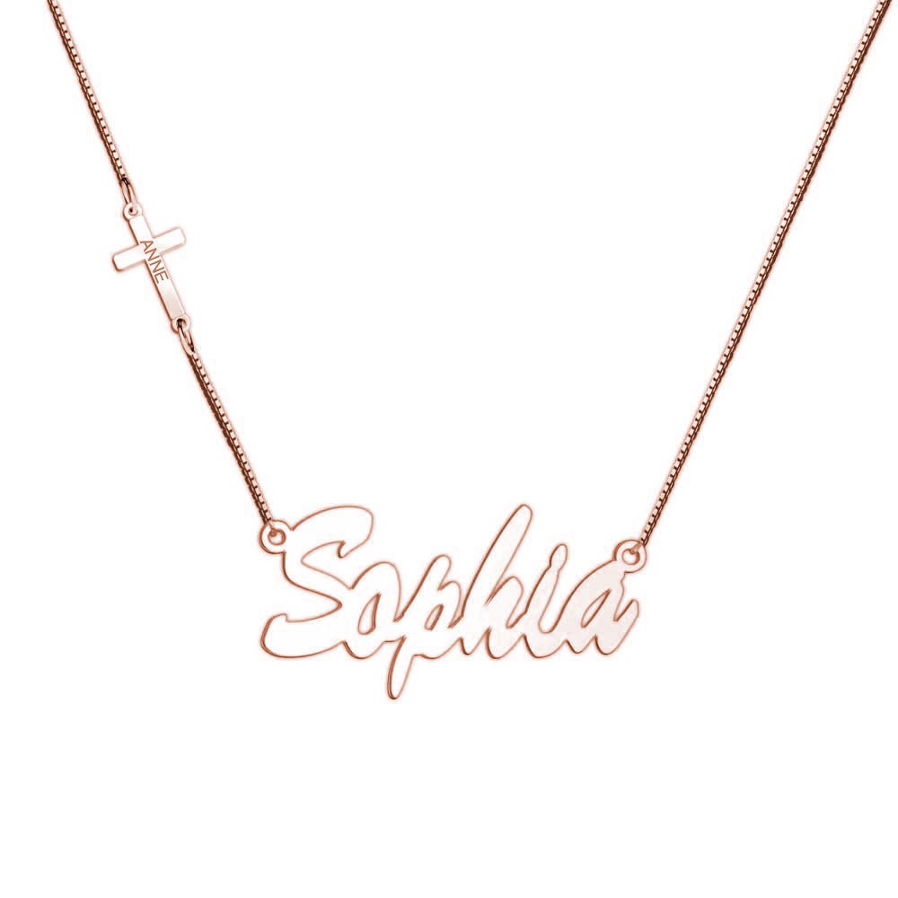 Cross Charm Personalized Name Necklace