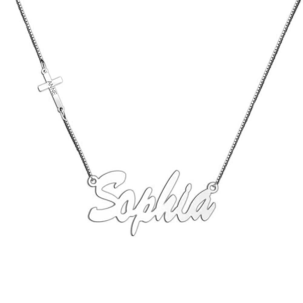 Cross Charm Personalized Name Necklace