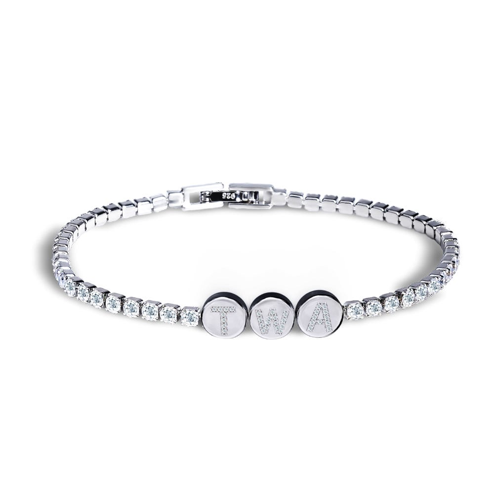 Custom CZ Initial Tennis Bracelet