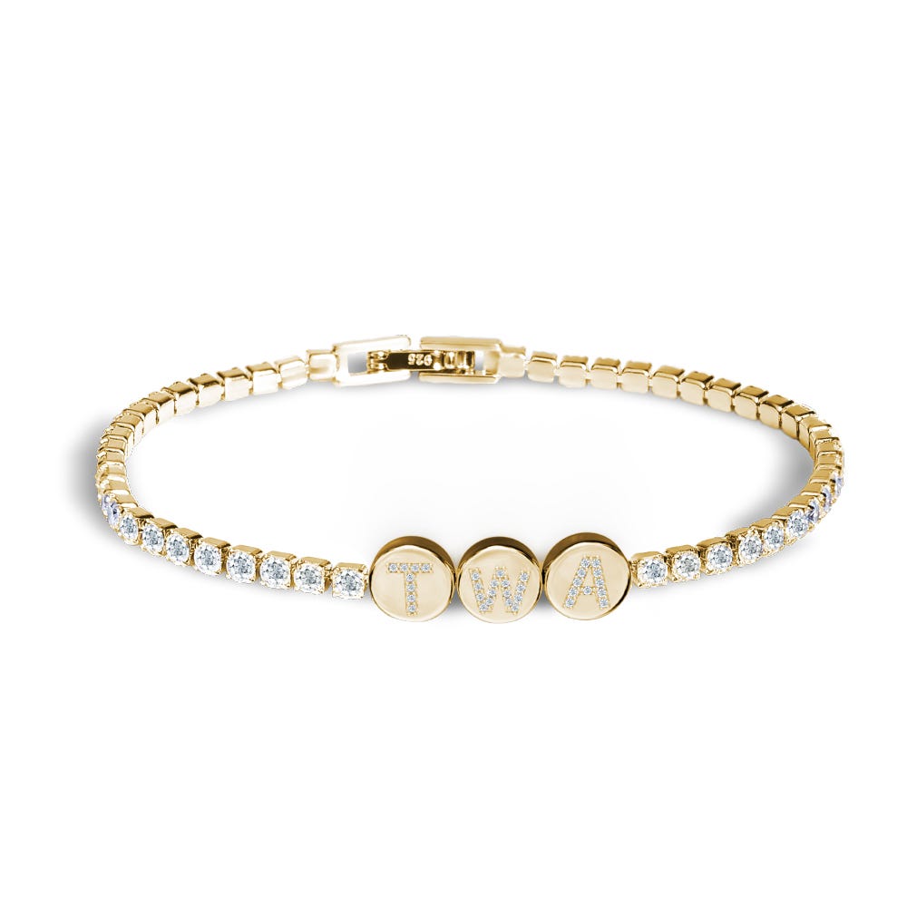 Custom CZ Initial Tennis Bracelet