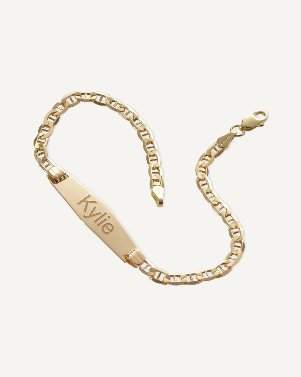 Custom Engraved 14k Gold Women's Open Link ID Bracelet