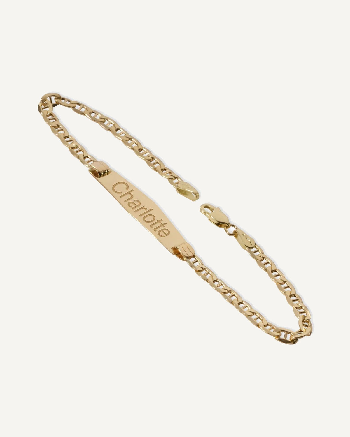 Custom Engraved 14k Gold Women's Open Link ID Bracelet