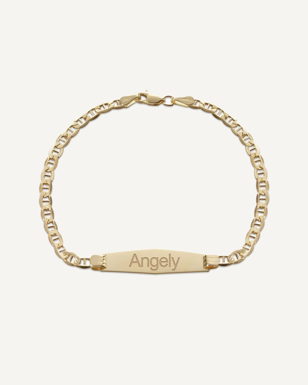 Custom Engraved 14k Gold Women's Open Link ID Bracelet