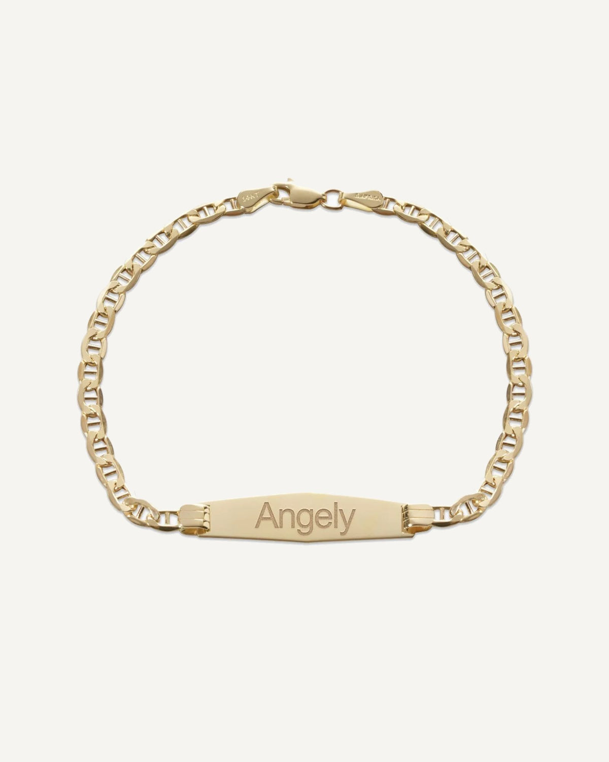 Custom Engraved 14k Gold Women's Open Link ID Bracelet