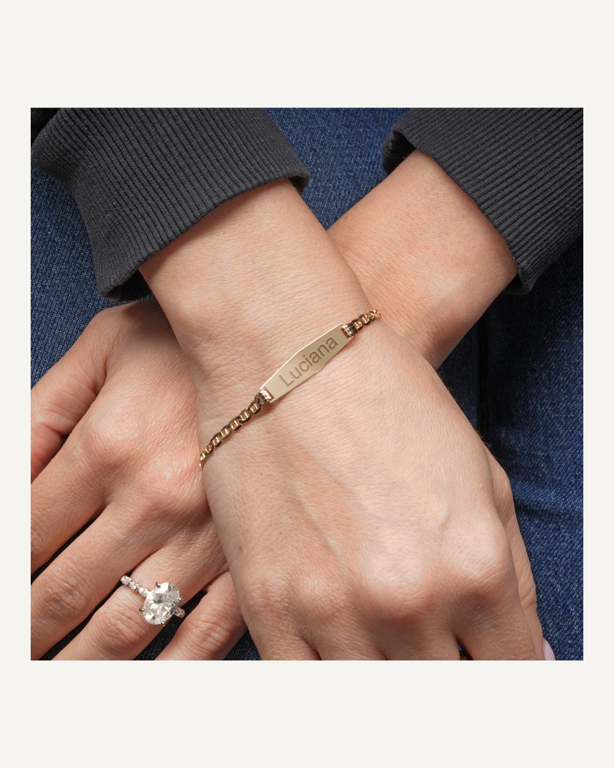Custom Engraved 14k Gold Women's Open Link ID Bracelet