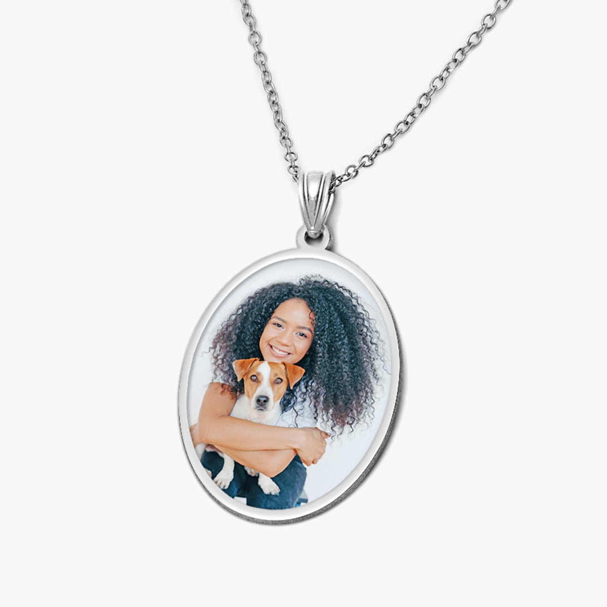 Oval w/ Bezel Frame Photo Engraved Pendant