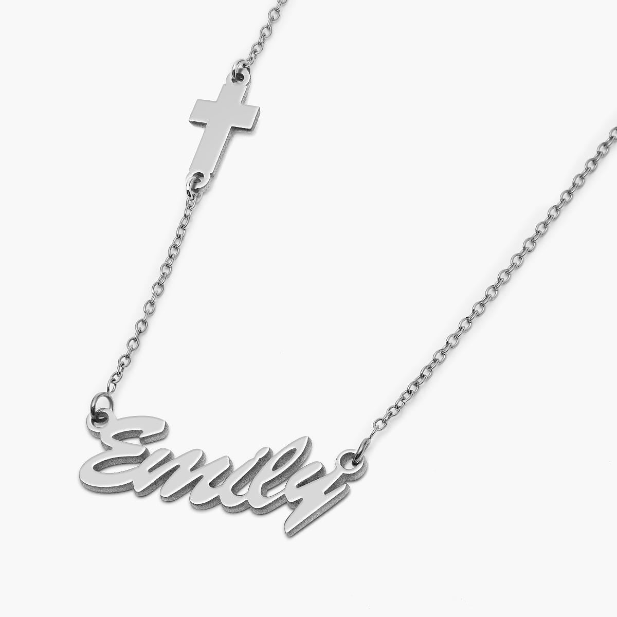Cross Charm Personalized Name Necklace