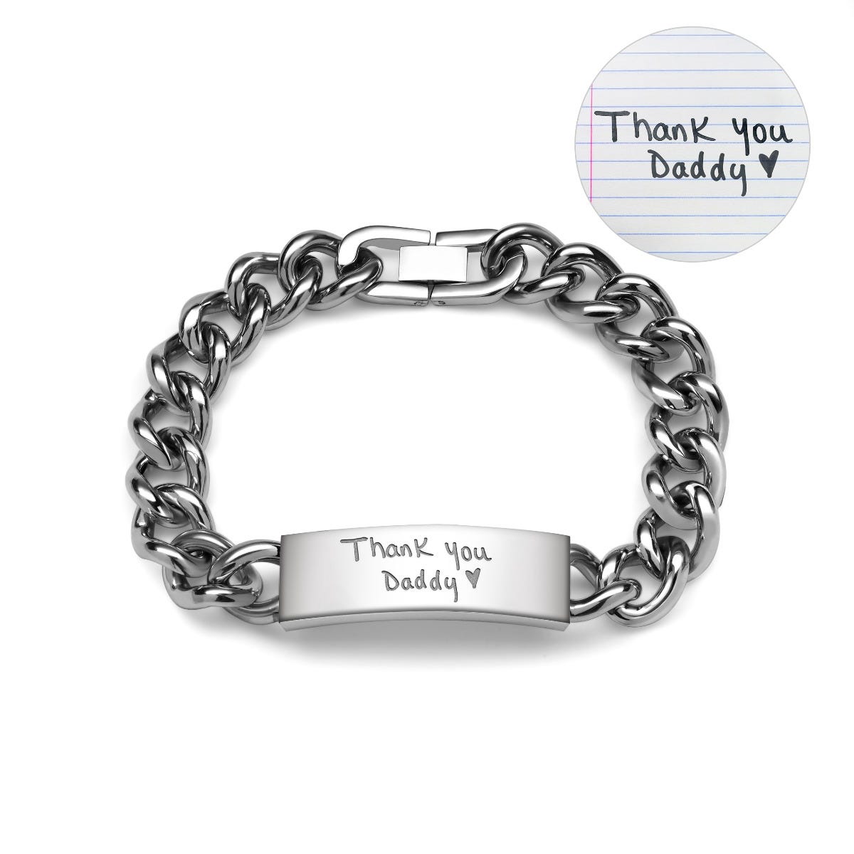 Personalized Handwriting Men's Day ID Bracelet
