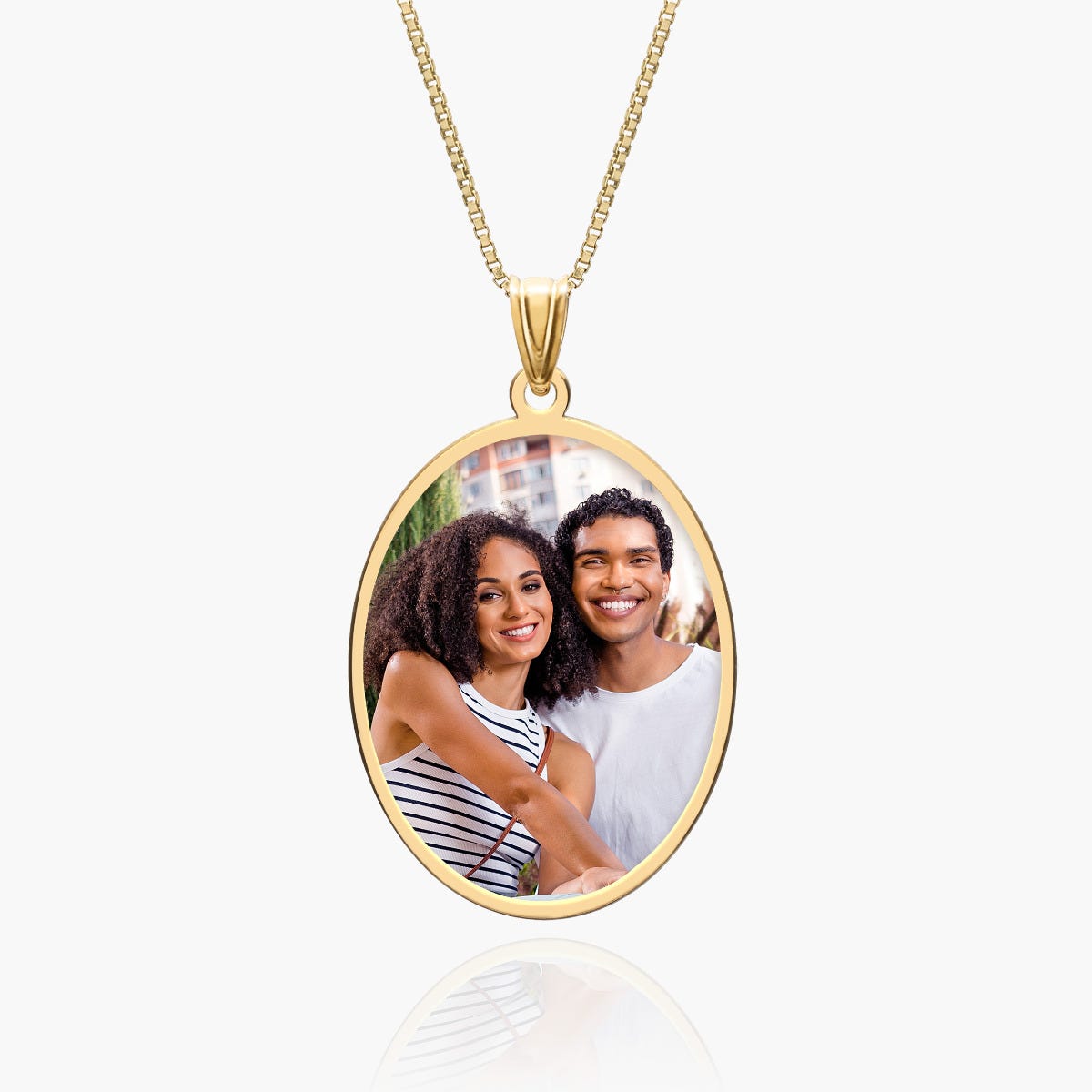 Oval w/ Bezel Frame Photo Engraved Pendant