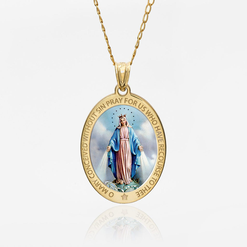Miraculous Medal Exclusive Color Oval Pendant