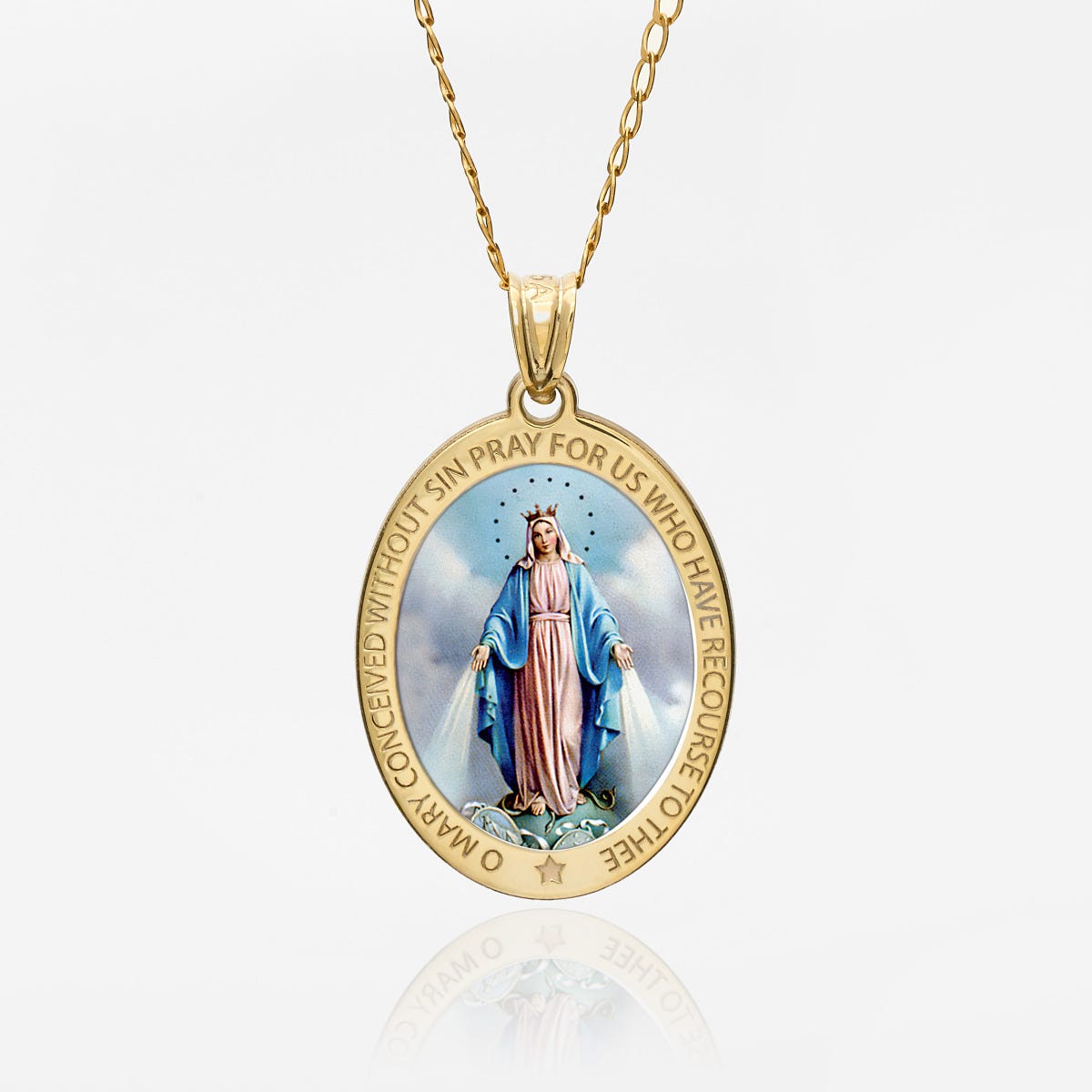 Miraculous Medal Exclusive Color Oval Pendant