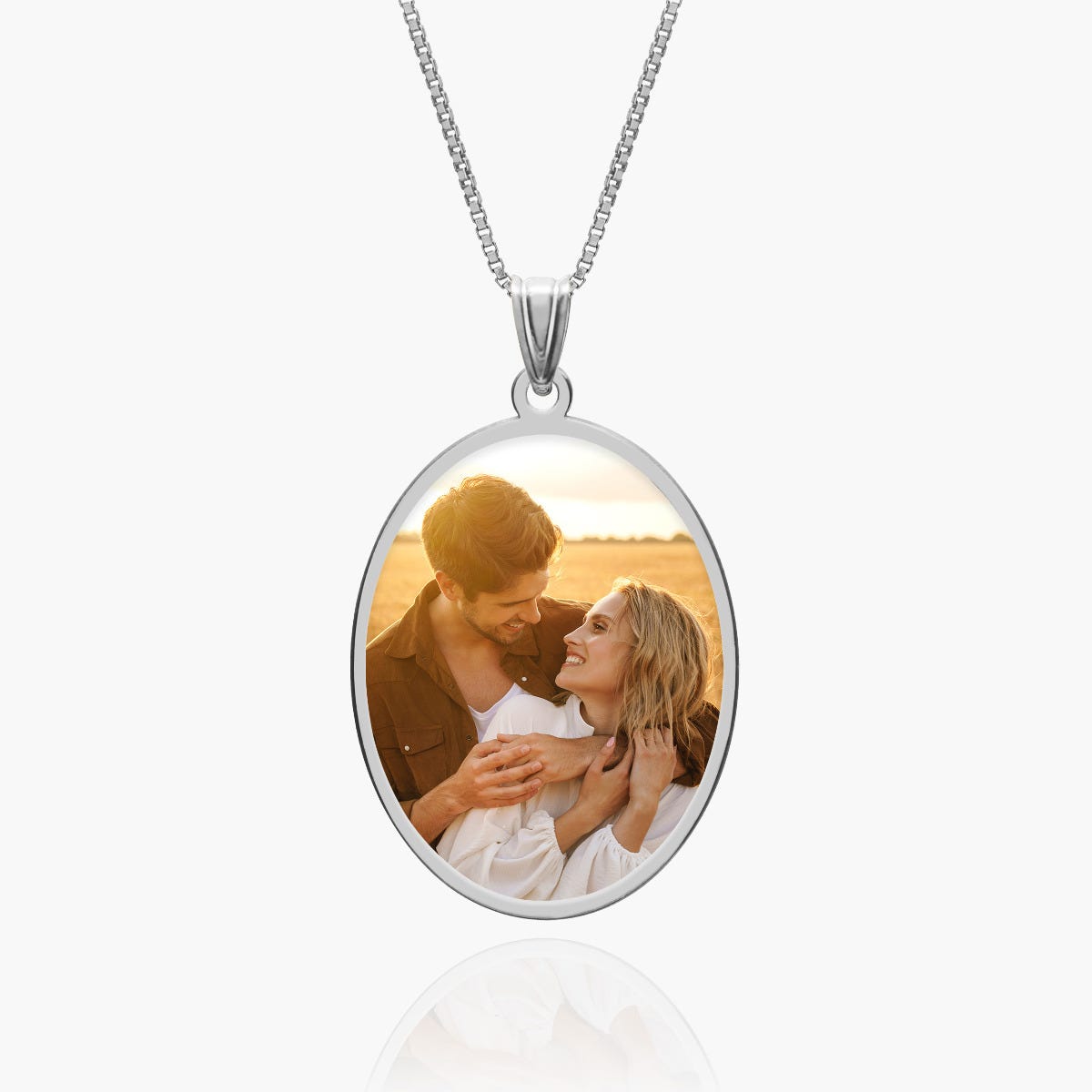 Oval w/ Bezel Frame Photo Engraved Pendant