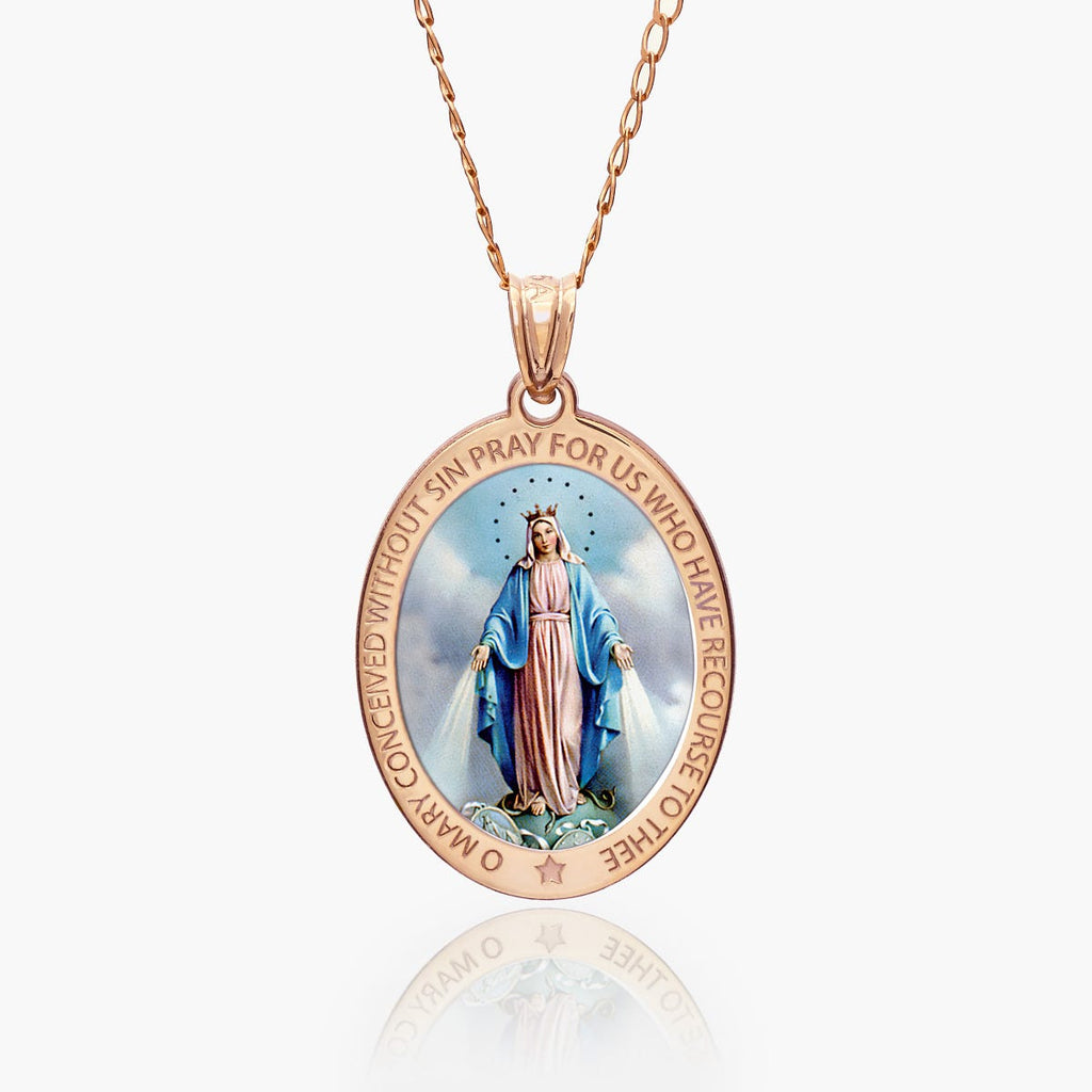 Miraculous Medal Exclusive Color Oval Pendant