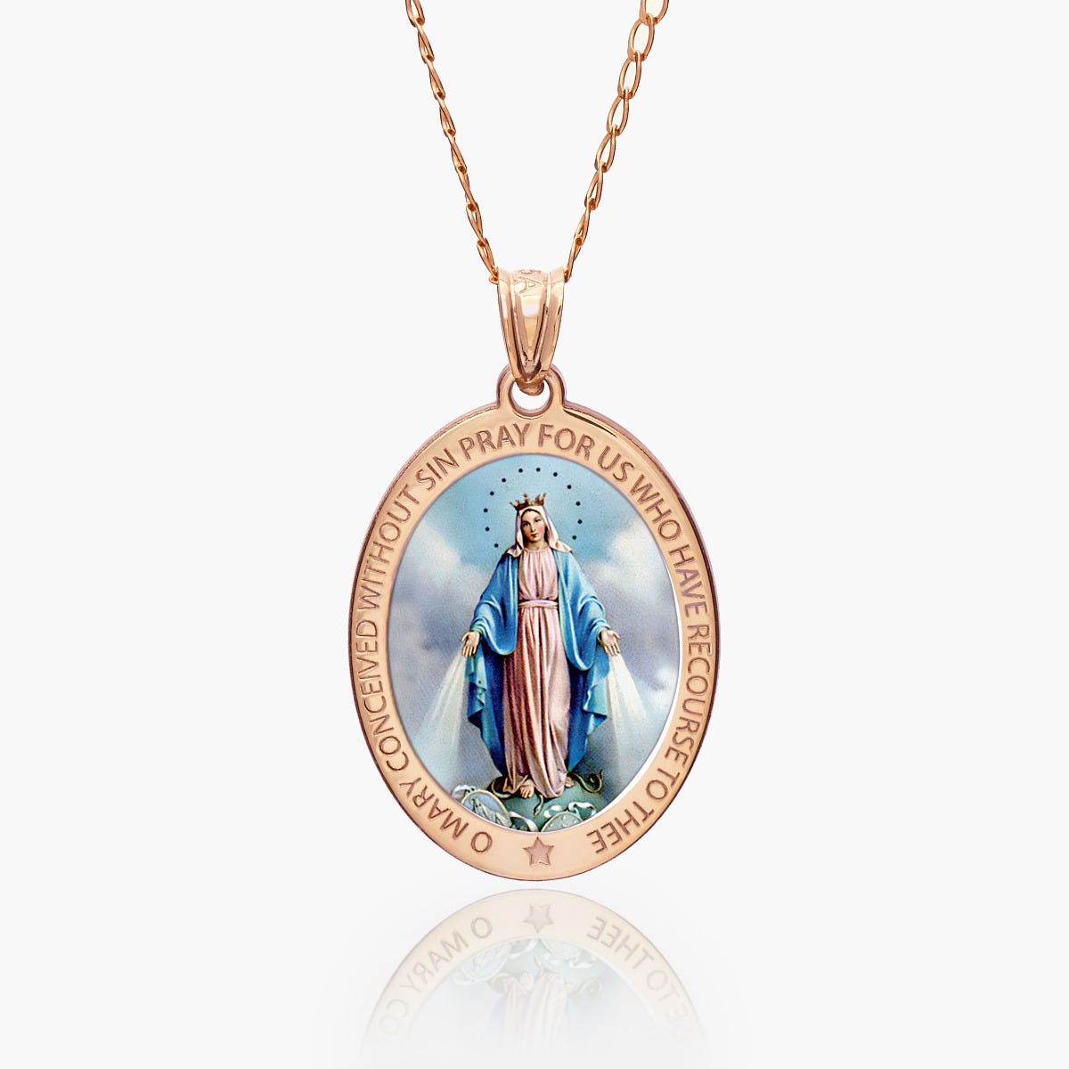 Miraculous Medal Exclusive Color Oval Pendant
