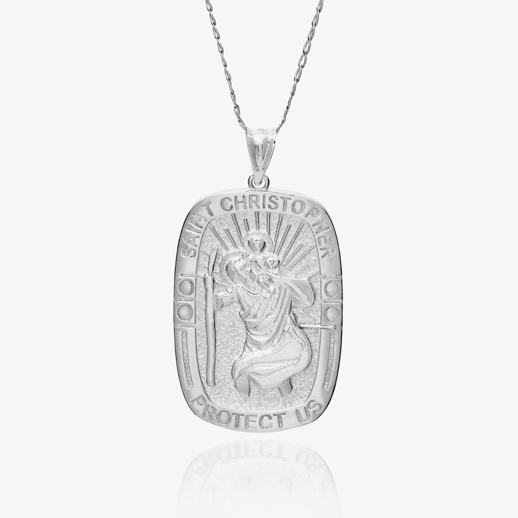 Sterling Silver Rectangular Saint Christopher Medal