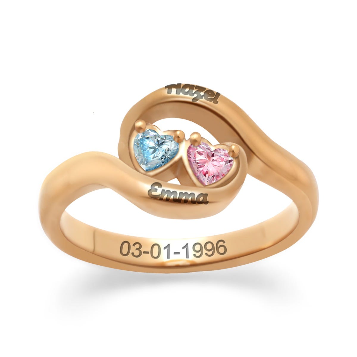 Double Heart Mother's Ring