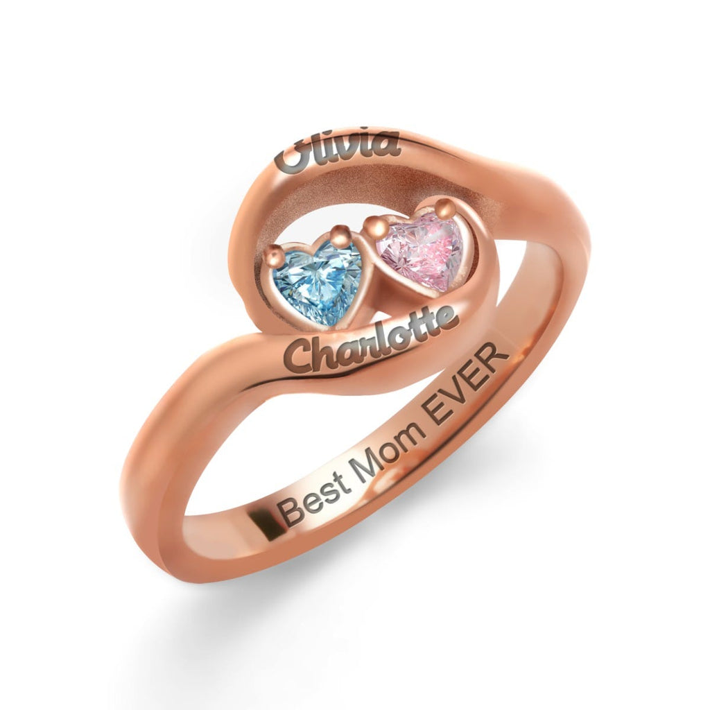 Double Heart Mother's Ring