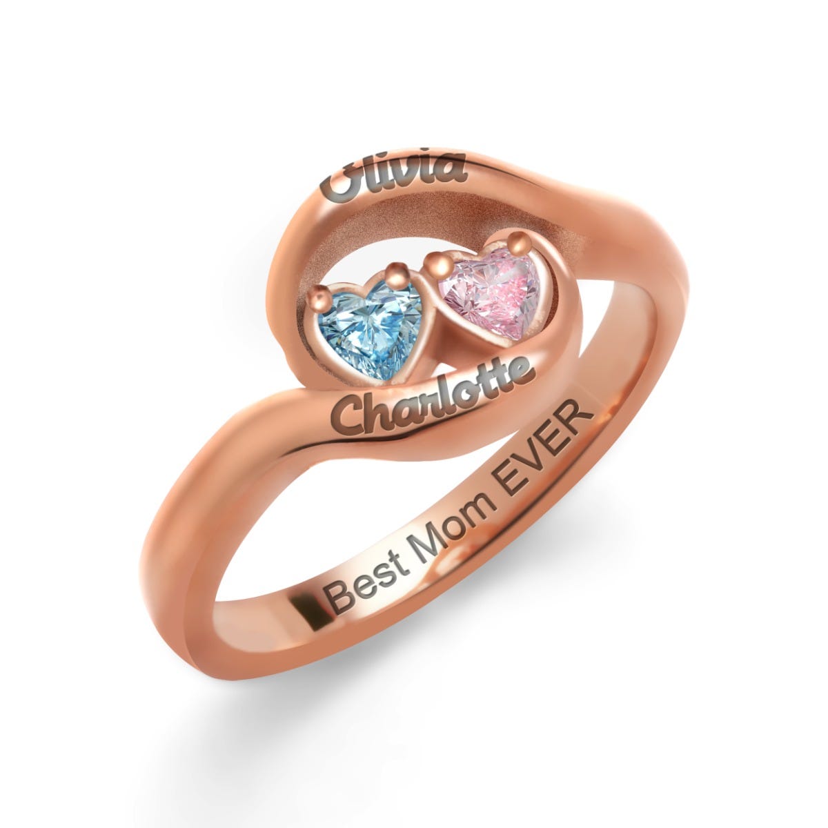 Double Heart Mother's Ring