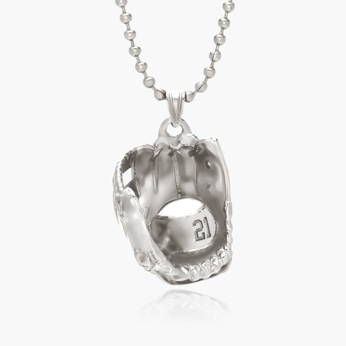 Personalized Sterling Silver Baseball Glove Pendant