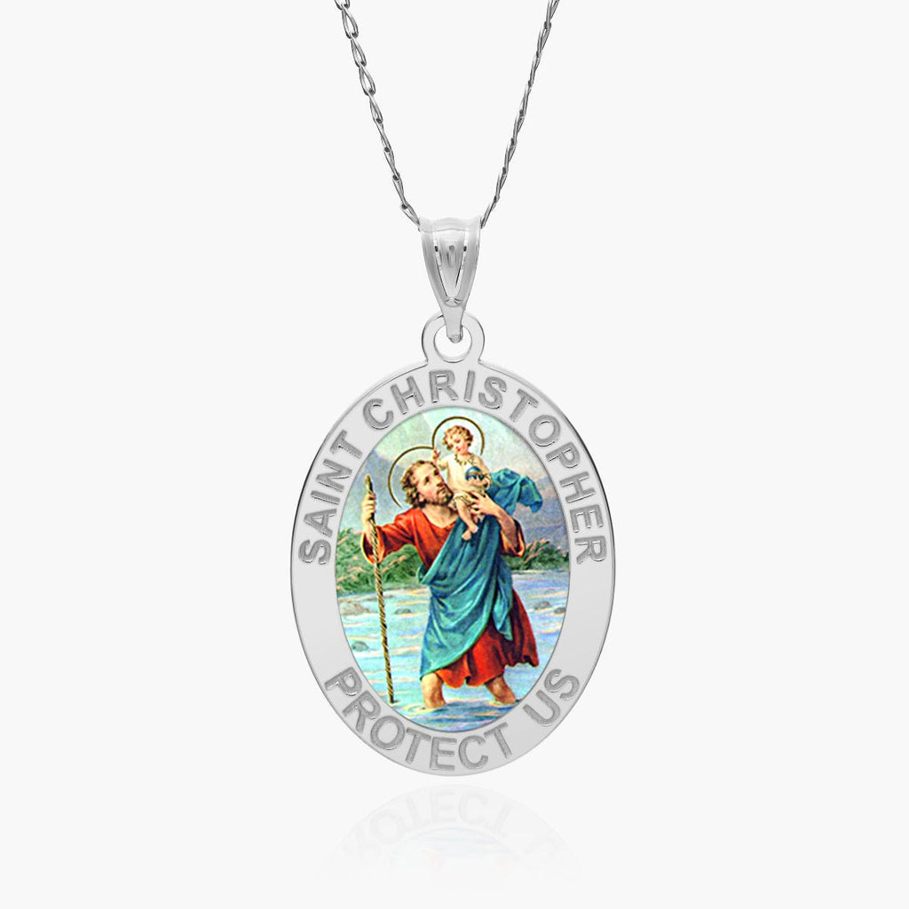 Saint Christopher OVAL Religious Medal Color