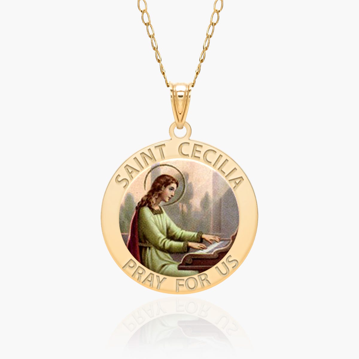 Saint Cecilia Round Religious Medal - "Color EXCLUSIVE"