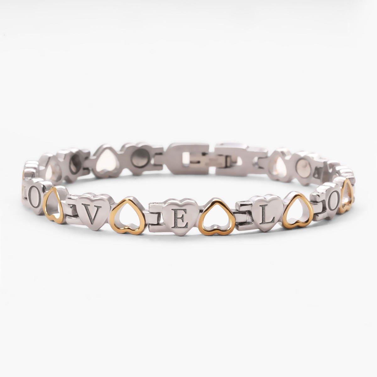 Two Tone Heart Shaped Stainless Bracelet