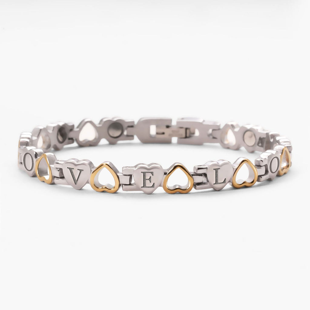 Two Tone Heart Shaped Stainless Bracelet