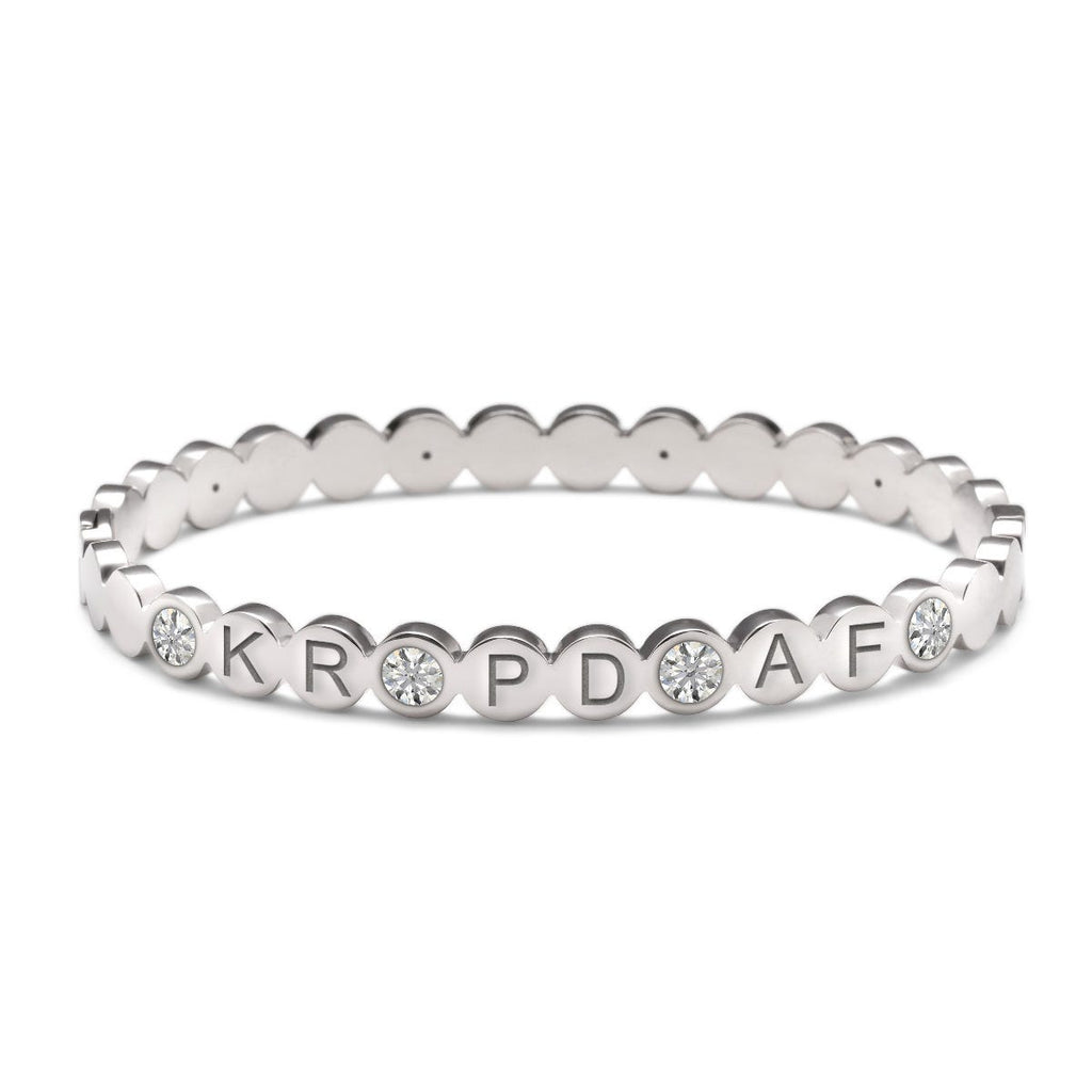 Personalized Round Bangle with CZs