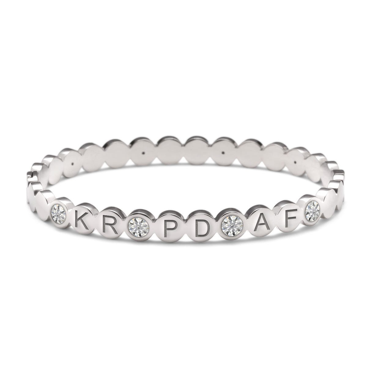 Personalized Round Bangle with CZs