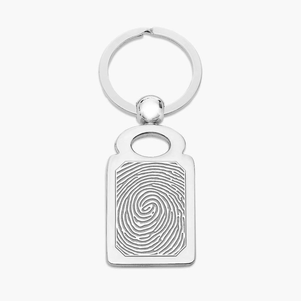Stainless Steel Custom Fingerprint Rectangle Keychain