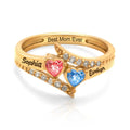 Accented Flared Bypass Mother's Ring with Heart Gemstones