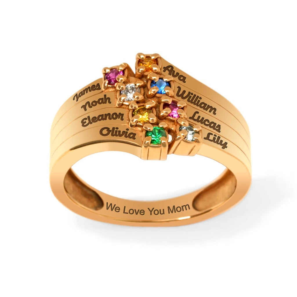 8 Birthstone Wave Ring