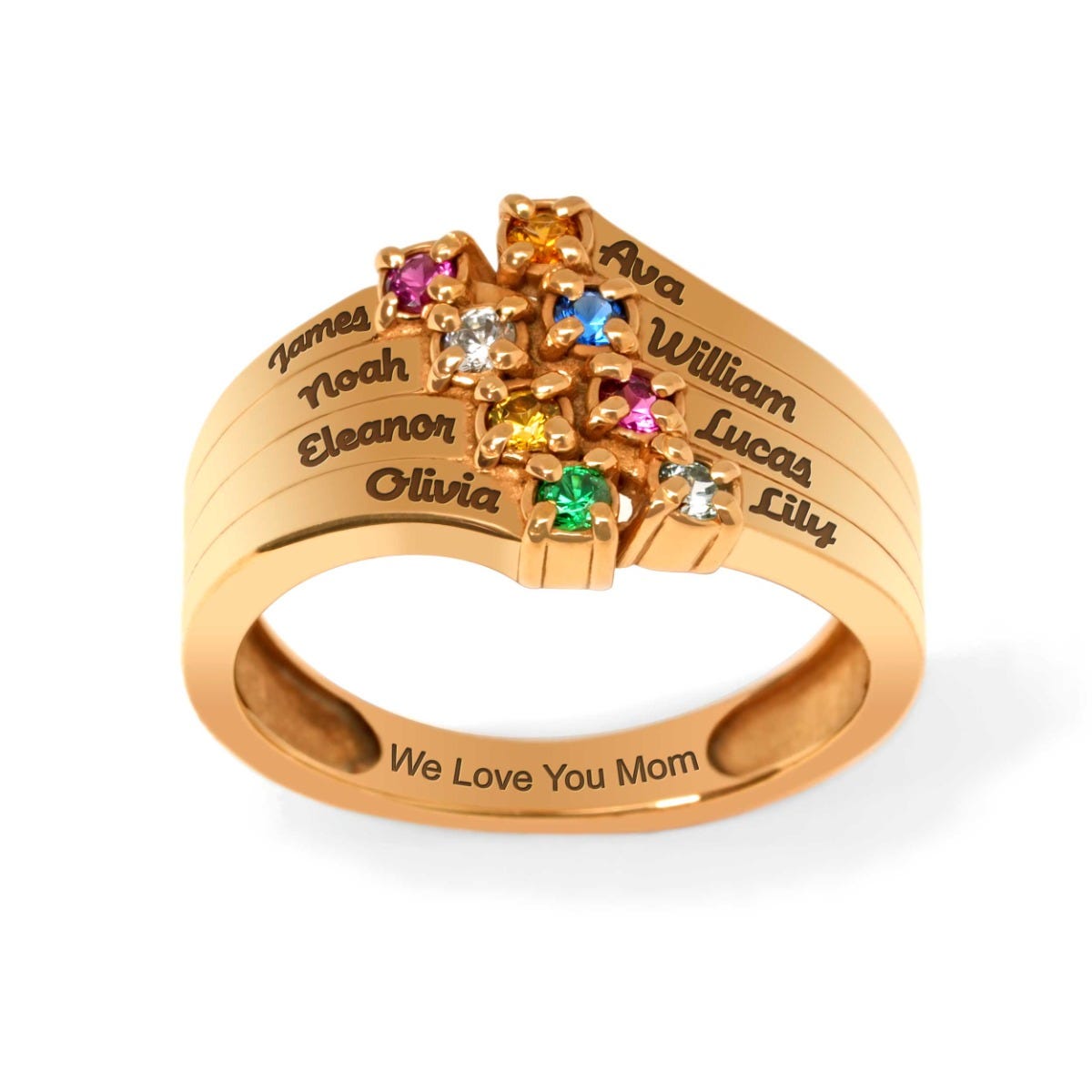 8 Birthstone Wave Ring