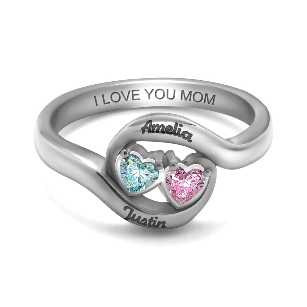 Double Heart Mother's Ring